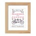 Personalized Wedding Gift: Tandem Bicycle Art Print, 8 by 10 digital print, bird with banner