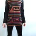 LANVIN, mod tunic knit sweater, vintage designer sweater, geometric pattern, s