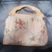 Vintage World War II 1930s1940s Barkcloth Clutch Purse Shabby Chic Wood Handles Sewing Bag