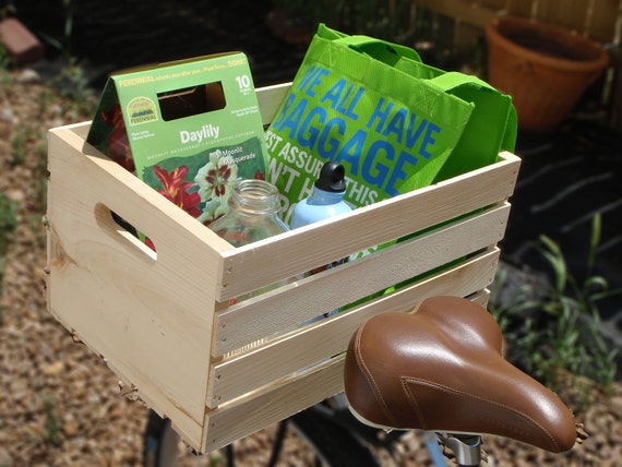 wooden crate bike basket