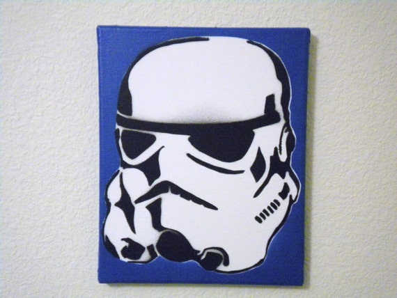 Items similar to Star Wars Stormtrooper graffiti stencil art canvas ...