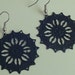 SALE - Handpainted Black round star like filigree earrings