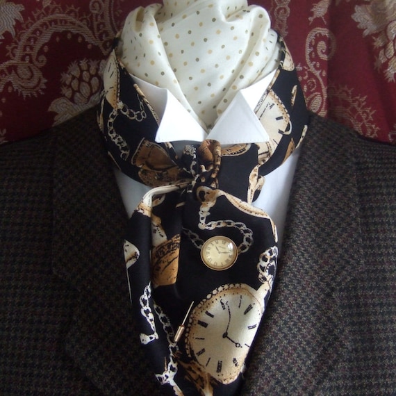 Pocket Watch Black Cotton Cravat Victorian Ascot by storiadiversa steampunk buy now online