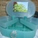 Caboodles Vintage 1980's Clear Glitter Turquoise Tiered Cosmetic Organizer w Vanity Mirror Jellies