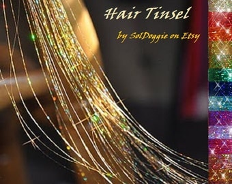 Hair Tinsel, 10 Long Strands for Festival Hair Accessory