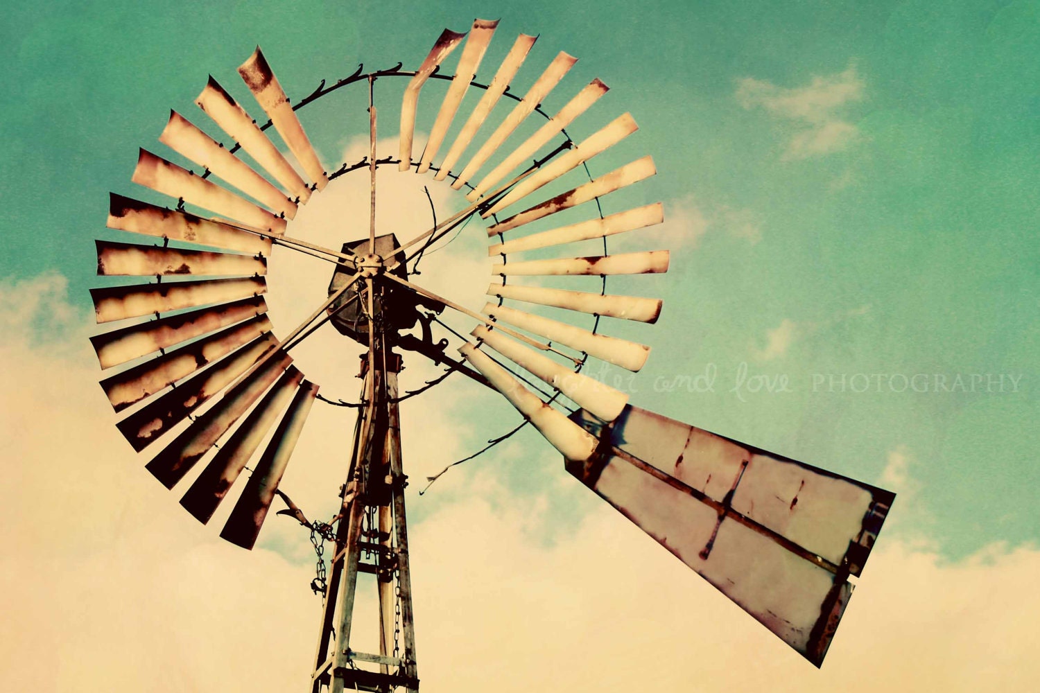 Vintage Windmill Photo Farmhouse Photography by laughlovephoto