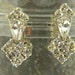 Art Deco vintage rhinestone clip earrings silver tone
