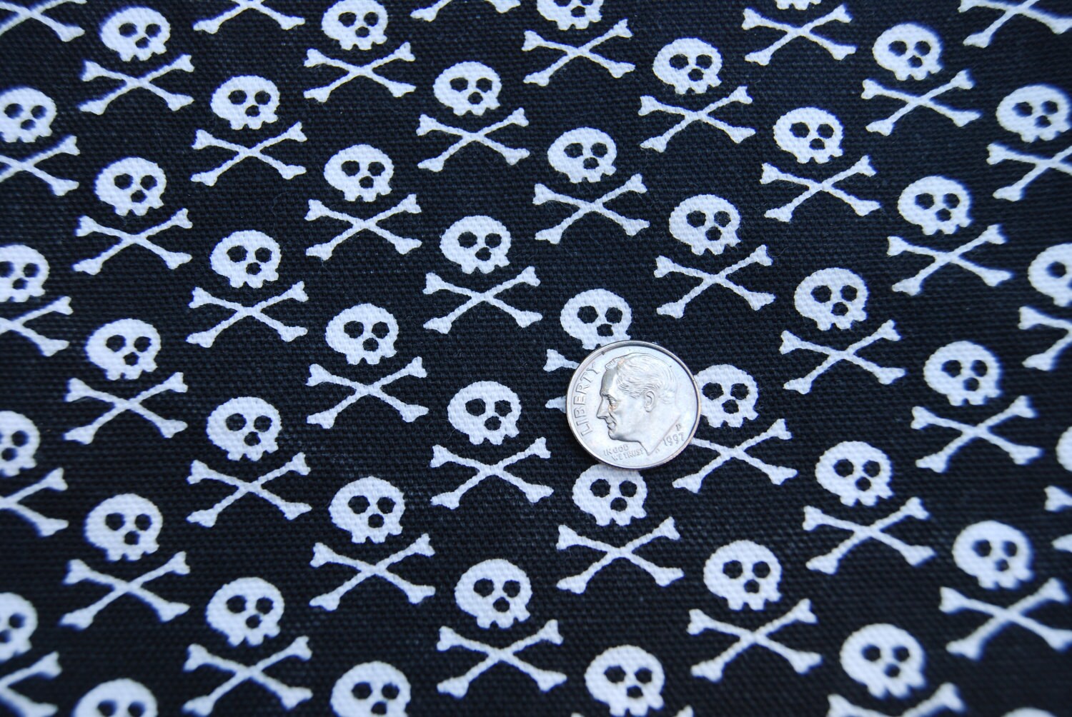 Pirate Fabric Skull Crossbones Black White Cotton Applique