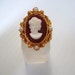 Antique Fashion Ring - Cameo - Pearls - Gold tone - Adjustable