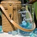 Vintage French Curative source glass and basket Capvern Les Bains