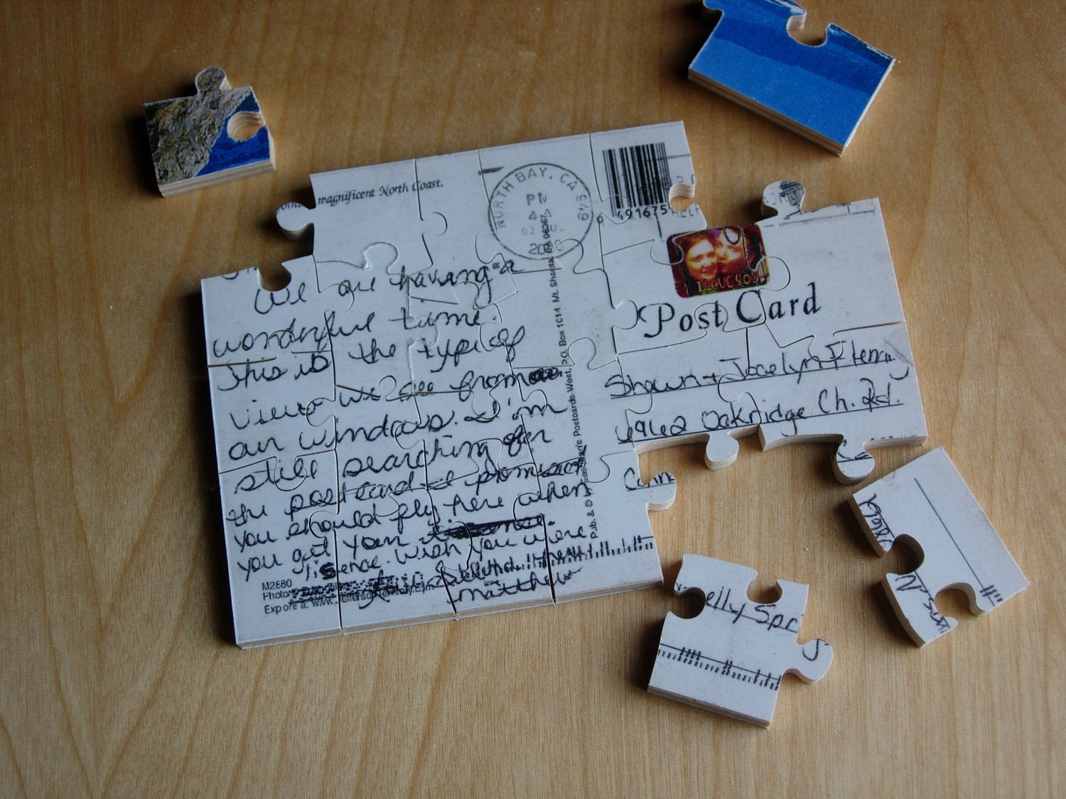 Items similar to Personalized puzzle Postcard , Your photo and message cut into a jigsaw puzzle