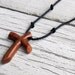 Mens Cross Pendant - Red Oak - Wooden Jewelry