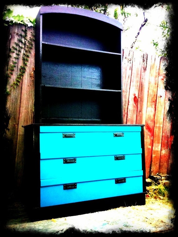Funky Refinished Dresser with Hutch