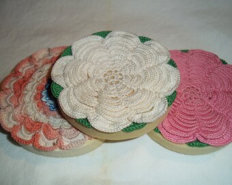 Crocheted Powder Puffs- -Vintage