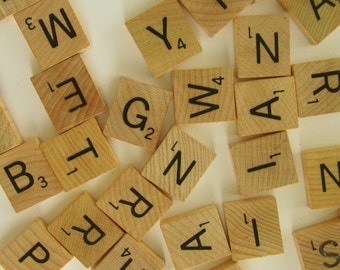 Scrabble Letters- Scrabble Tiles - Genuine - 24 Random Selection - wood letters - grab bag - random assortment - DIY Jewelry supply