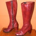 1960s Oxblood Zip up Leather Knee High Go Go Boots Size 7