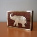 Vintage Wood and Brass Box, Elephant Inlay