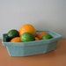Vintage Aqua Blue Pottery Bowl, Turquoise Planter