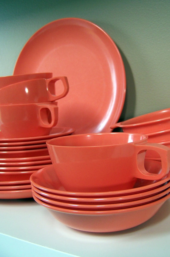 Vintage Melmac Mallo Ware Dish Set 24 Piece 4 Place in