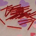 Vintage Beads Czech Red Twisted Glass Bugles 1-1/4" Long 25 Beads