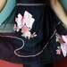 1950s Handmade Black Half Apron with Pink Bows & Roses Appliques