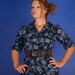 SALE /// Blue For You 1980s Vintage Flowered Secretary Dress Sz Medium / Large