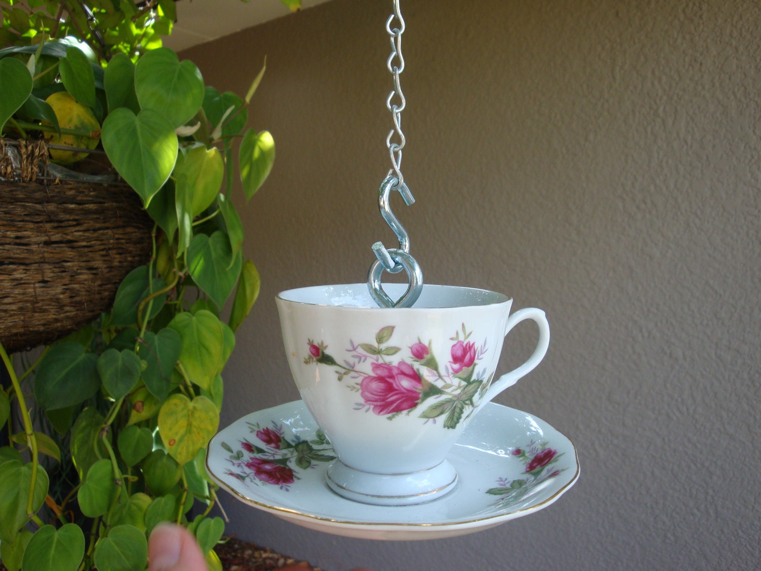 Hanging Teacup Bird Feeder by Jenncies on Etsy
