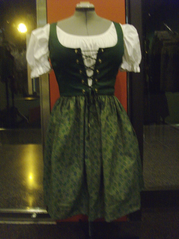 Green Dirndl / Traditional German Peasant Dress
