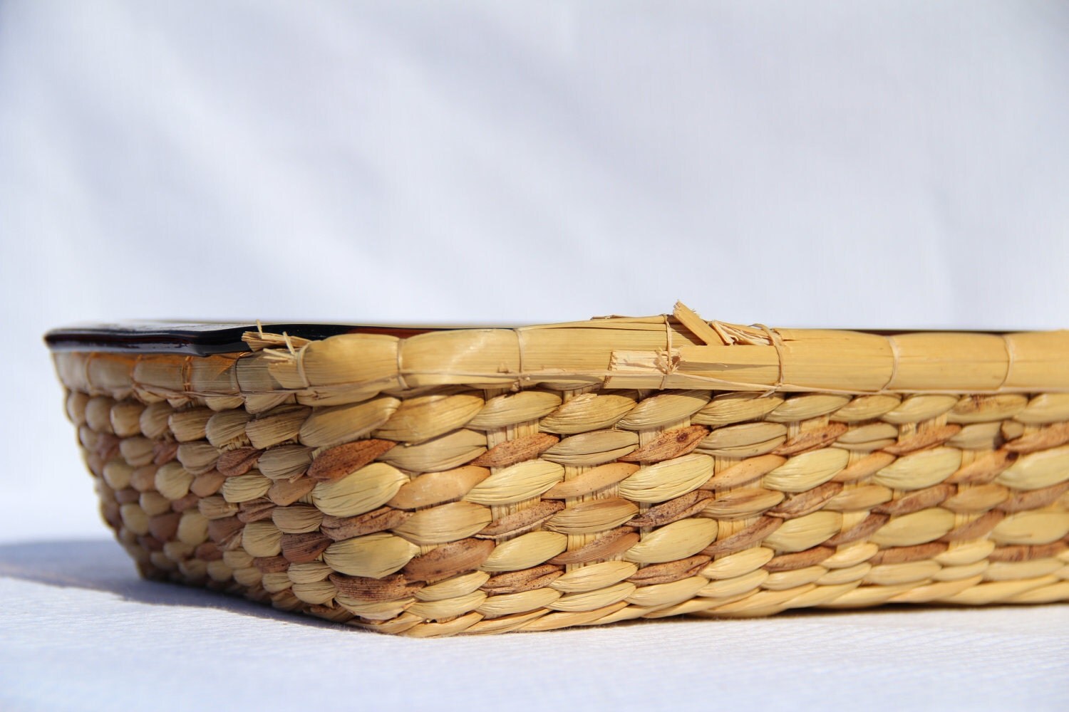 Vintage Anchor Hocking baking dish with Wicker Basket