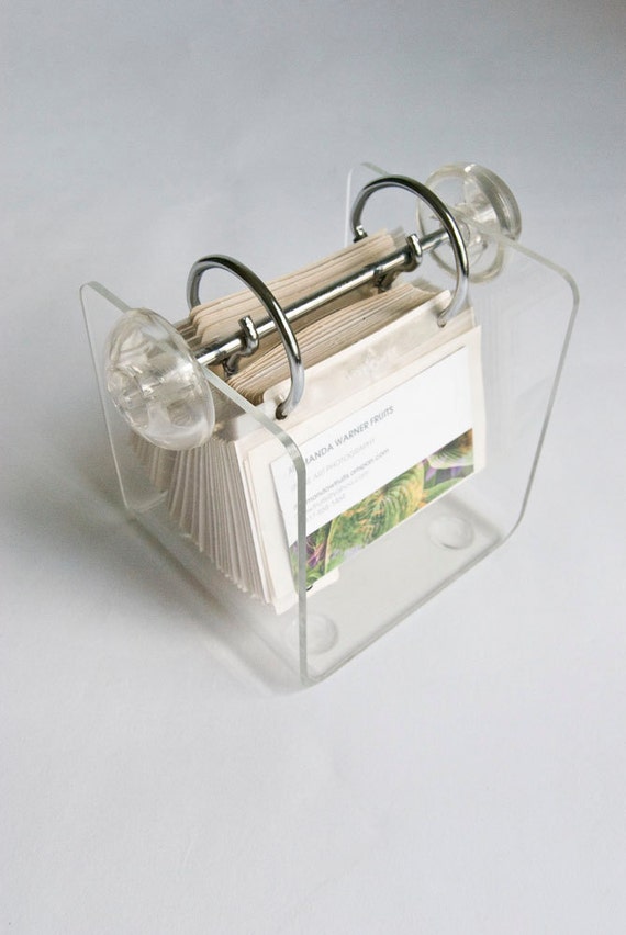 Lucite Rolodex Roto Business Card File Fice