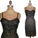 SLINKY Vintage 1950s Van Raalte Black and Taupe Lace Wiggle Slip Scalloped Hem size Small