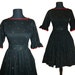 Vintage 1950s Girls Pre Teen Black and Red Rose Print Cotton Dress kids size 14