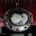 Steam Punk Jezlaine Sterling Silver Cameo with black background, white figure