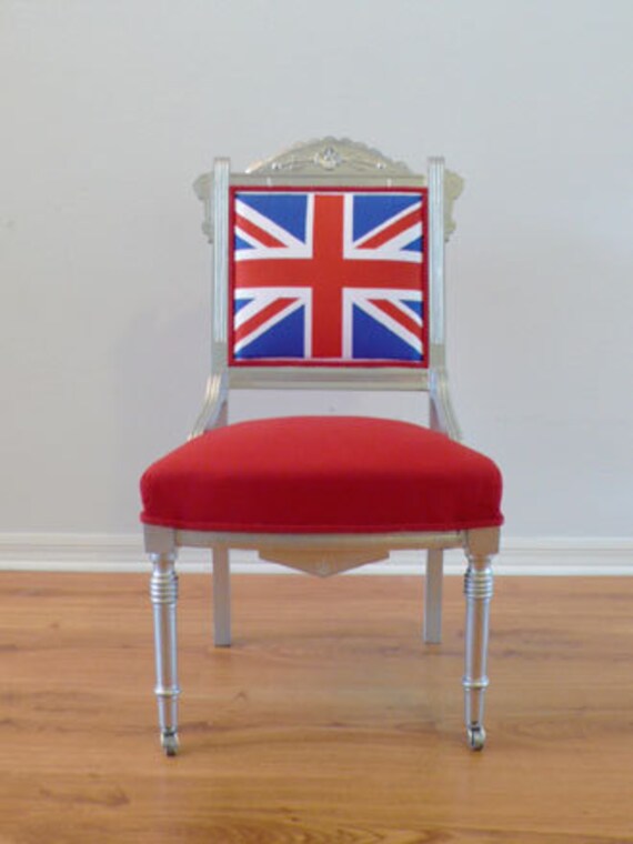 Items similar to British Flag Union Jack Silver Eastlake Chair on Etsy