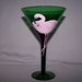 Hand Painted Pink Flamingo Martini Glass