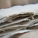 Handmade paper with found leaves. 10 sheets of 8.5x17 inches. 100% recycled post consumer waste paper. No chemicals added.