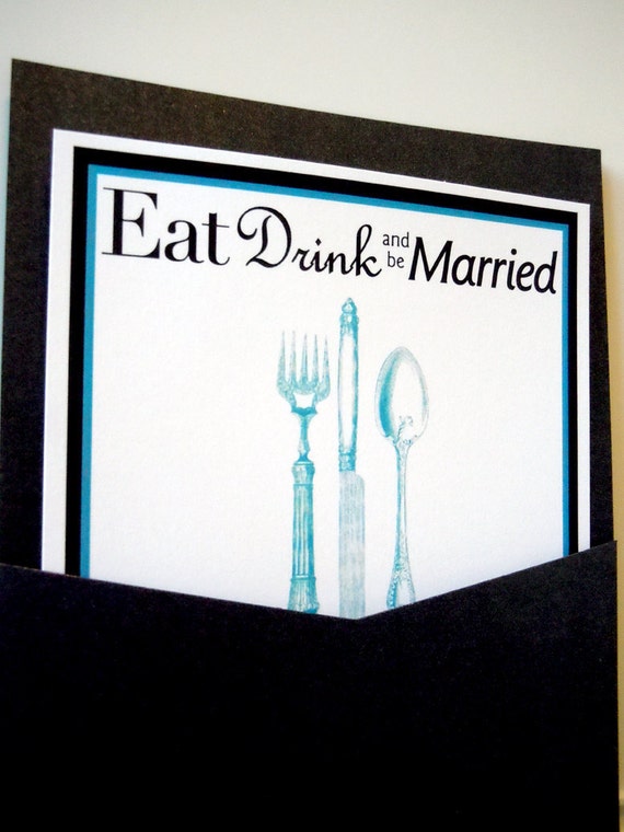 Items similar to Rehearsal Dinner Party Invite Fork, Knife and Spoon