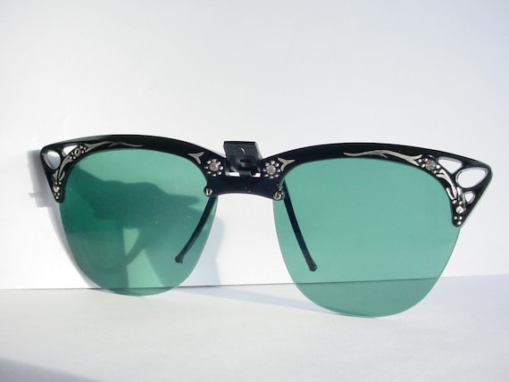 Clip On Sunglasses Cat Eye Fosta Opti Clips 1950s