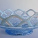 Imperial Glass Bowl - Ohio Laced Edge - Blue Opalescent - Sugar Cane Vintage 1930s