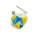 Mini heart badge of love embroidered geometric blues and yellow colorblock