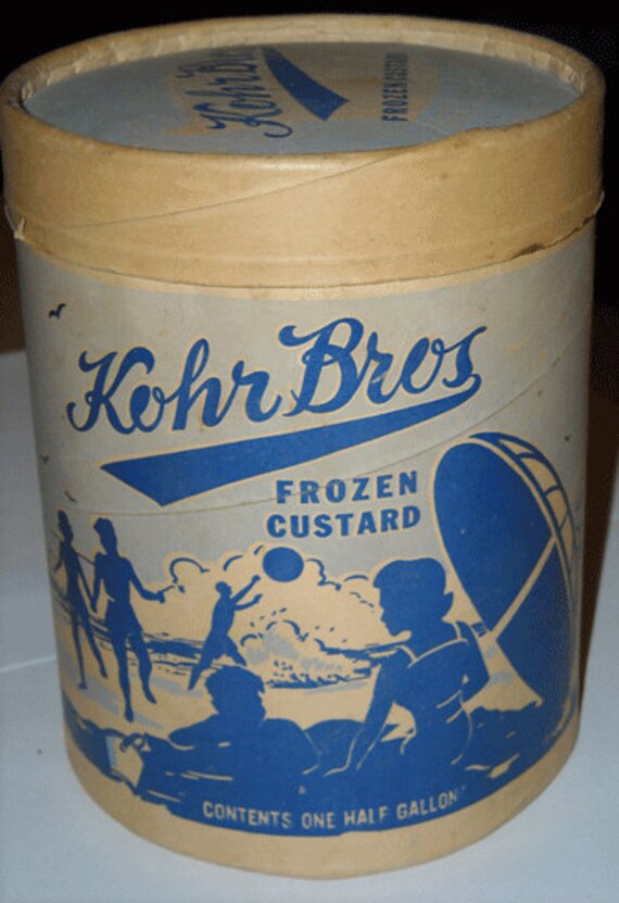 Vintage 1940s Kohr Bros Cardboard Ice Cream Container