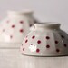 1 LOVELY vintage Digoin Sarreguemines white BOWLS with pink dots bols cafe au lait - Shabby chic -