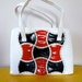 60's Mod Purse Red White and Navy Colorblock Vinyl Handbag