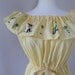 70's Souvenir Dress Tropical Embroidered Yellow Ruffle M L XL
