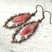 Cherry Quartz Antique Copper Wire Wrapped Earrings