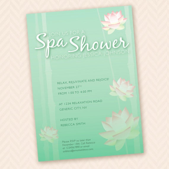 Spa Themed Bridal Shower Invitations 2