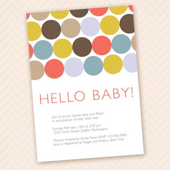 Hello Baby Modern Baby Shower Invitation Design