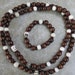 Matched set necklace and bracelet mala-style, in wood & bone