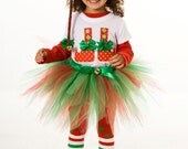 Tutu Skirt - Holiday or Christmas - Red & Green - North Pole Pixie - 12 Month to 2 Toddler Girl - Cutie Patootie Designz Il_170x135