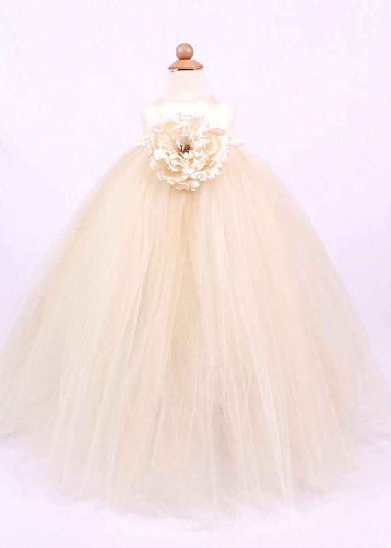 Flower Girl Tutu Dress - Ivory - Precious Pearl - 12 Month to 2 Toddler Girl- LIMITED EDITION Il_570xn